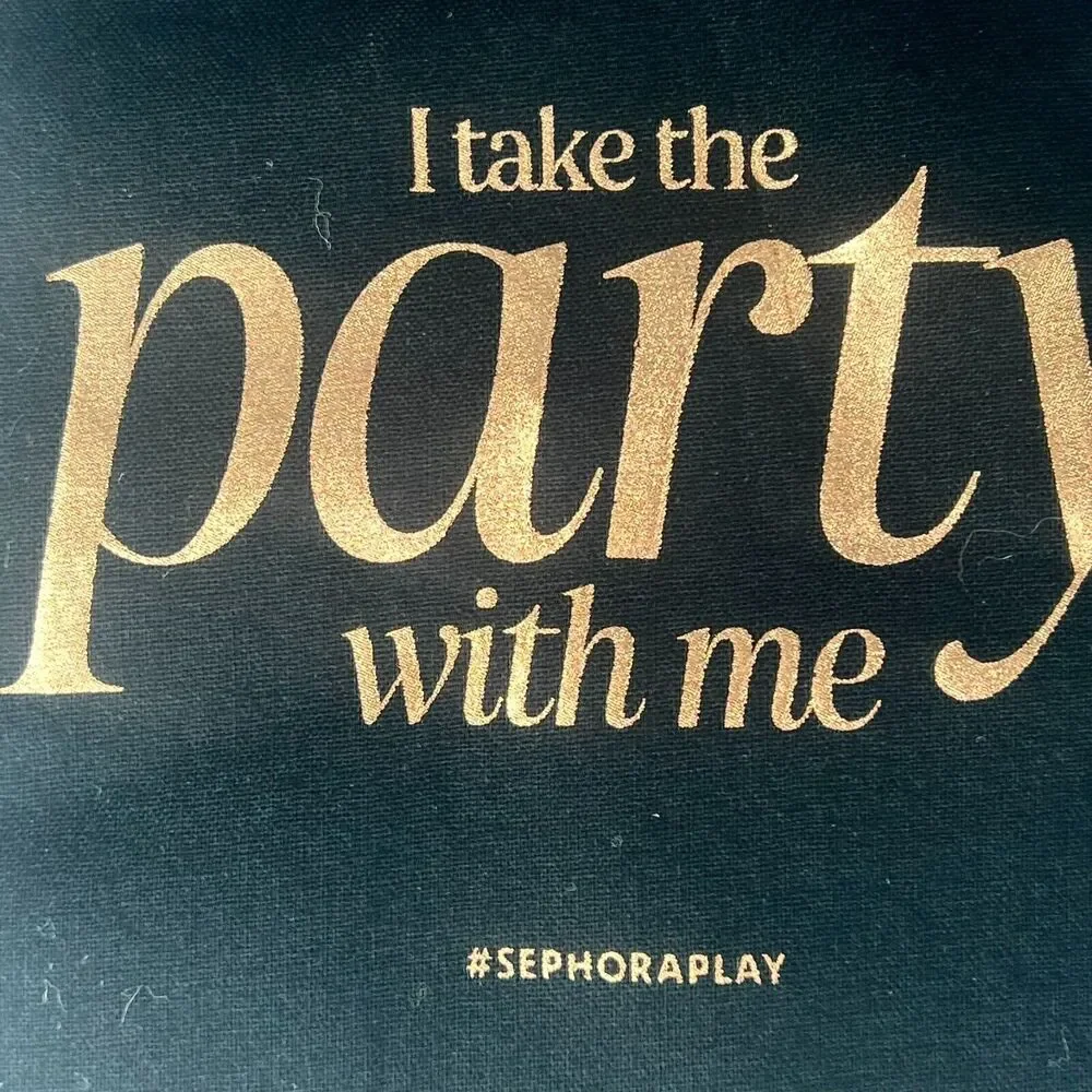 Sephora Take the Party With Me Cloth MakeUp Delicates Travel Bag Black New